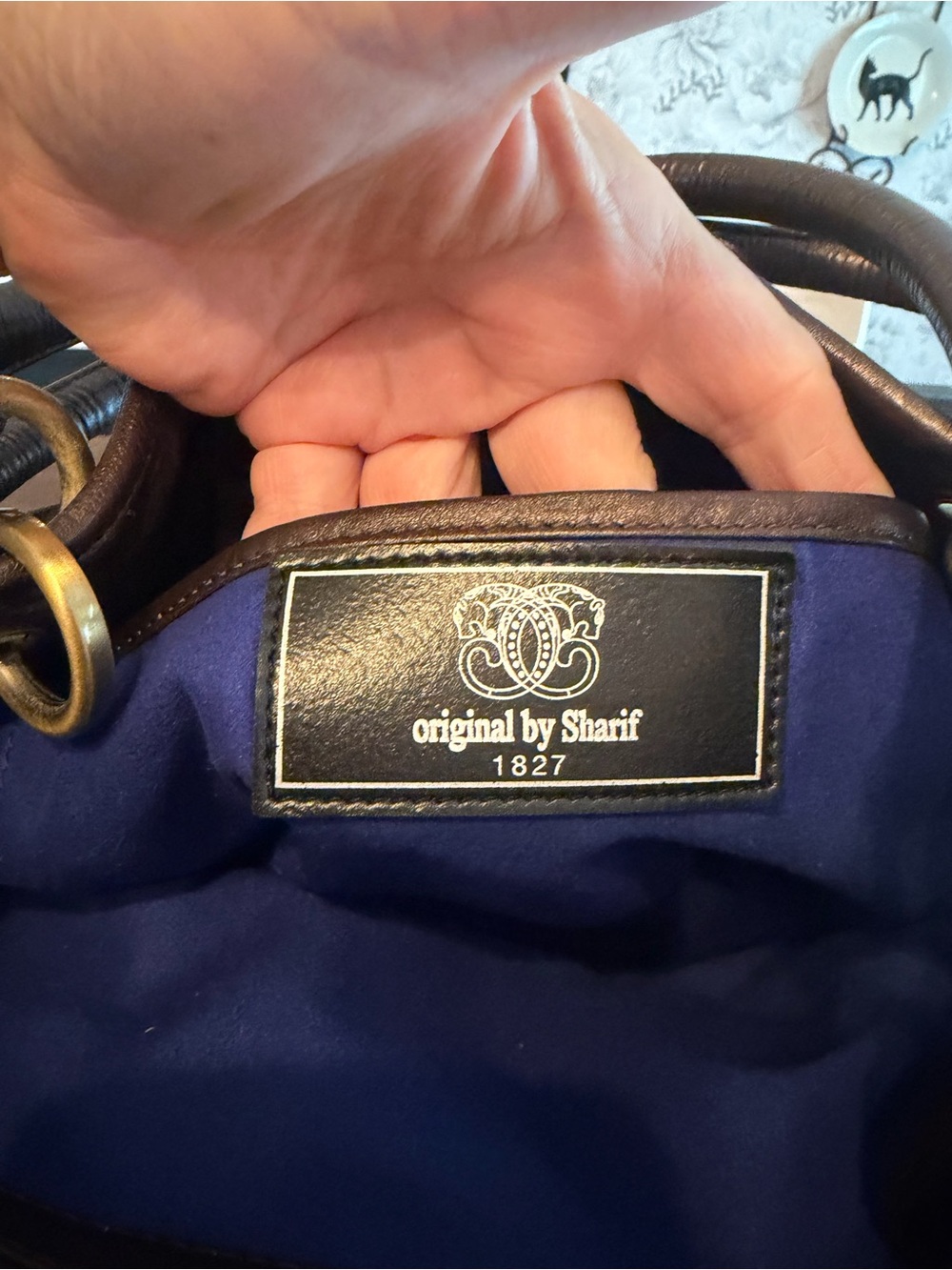 Sharif Brown and Gold Floral Beaded Tote EUC with Miss Chloe Mae modeling - Picture 10 of 13